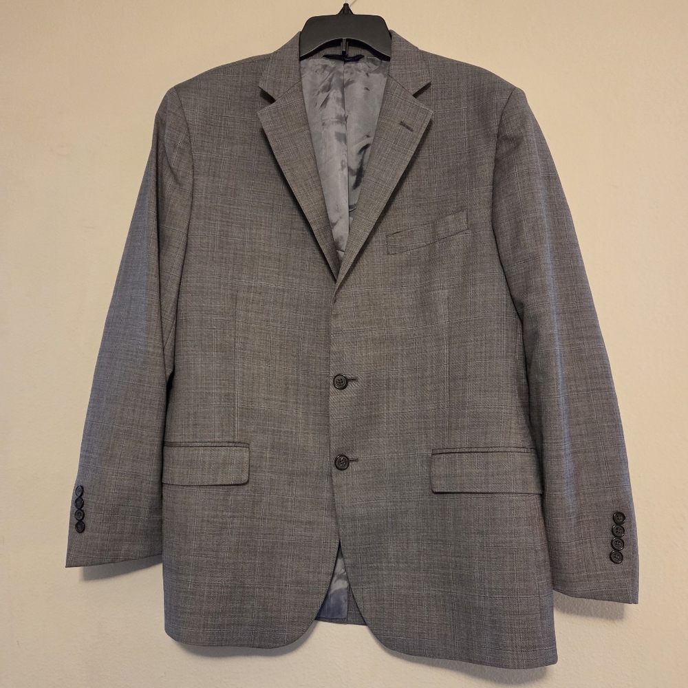 Brooks Brothers Sport Coat Blazer 44R Fitzgerald Fit Gray Windowpane Check Wool